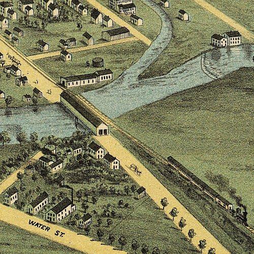 Bird's eye view of Warren, Ohio by A. Ruger, 1870