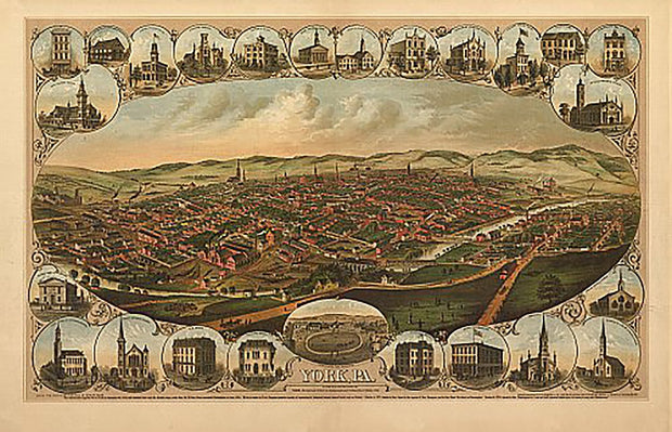 York, Pennsylvania by A. Hoen & Co. lith., Davoust Kern, 1879