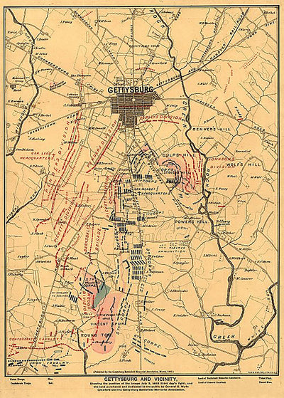 Gettysburg and Vicinity, July 3, 1863 by Gettysburg Battlefield Memorial Association