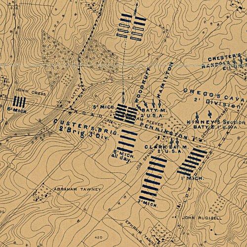 Map of the field of operations of Gregg's (Union) & Stuart's (Confederate) cavalry at the battle of Gettysburg, July 3rd, 1863