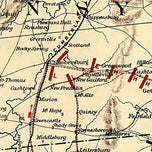 Position of Union and Confederate armies on the morning of July 1, 1863