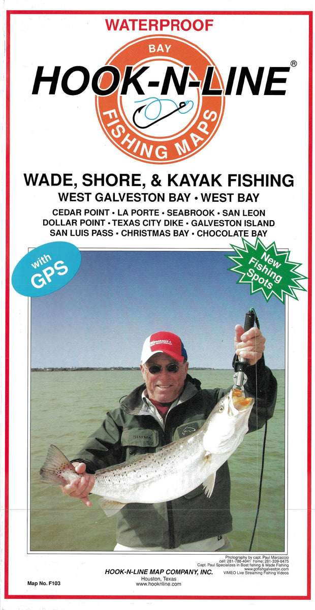 Wade Fishing Map of West Galveston Bay Area by Hook-N-Line