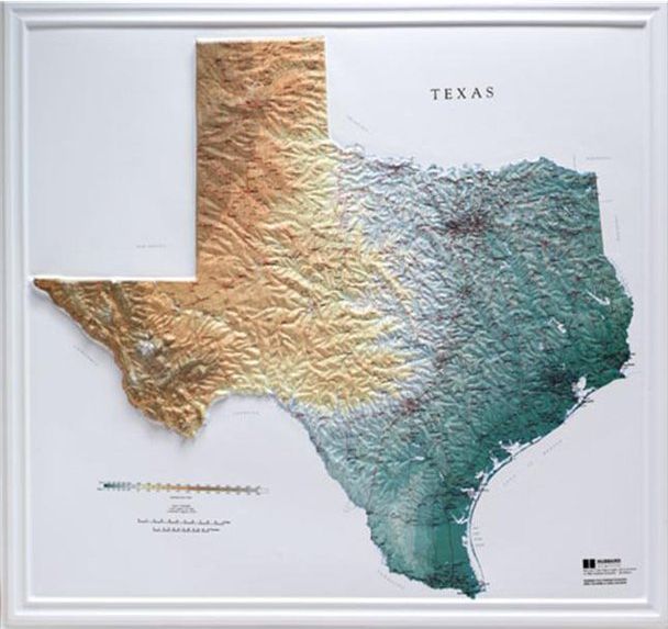 Texas Raised Relief Map