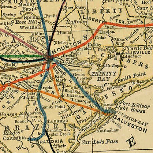 Railroad and County Map of Texas 1893 – Texas Map Store