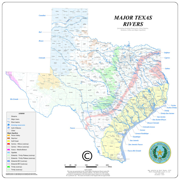 Major Texas Rivers Map – Texas Map Store