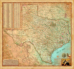 Antique Style Texas Wall Map