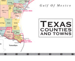 Texas County Town Wall Map