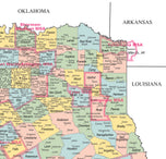 Texas County Town Wall Map