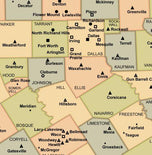 Texas Ranch Style County Town Wall Map