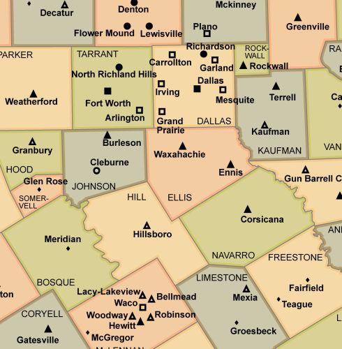 Texas Ranch Style County Town Wall Map