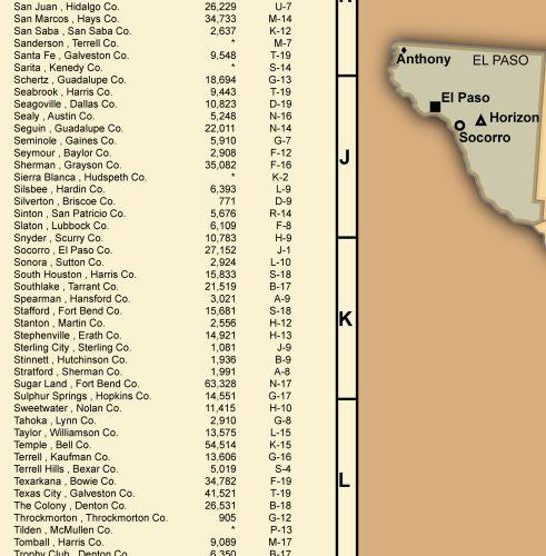 Texas Ranch Style County Town Wall Map