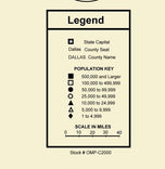 Texas Ranch Style County Town Wall Map
