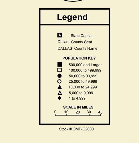 Texas Ranch Style County Town Wall Map