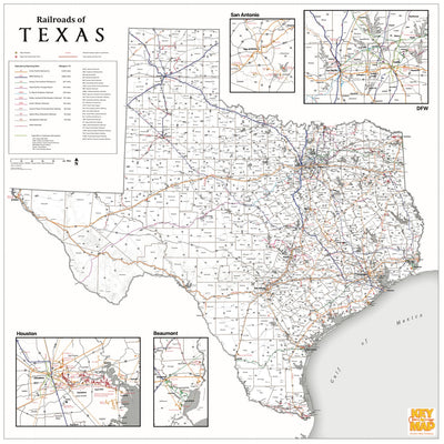 Railroads of Texas Wall Map