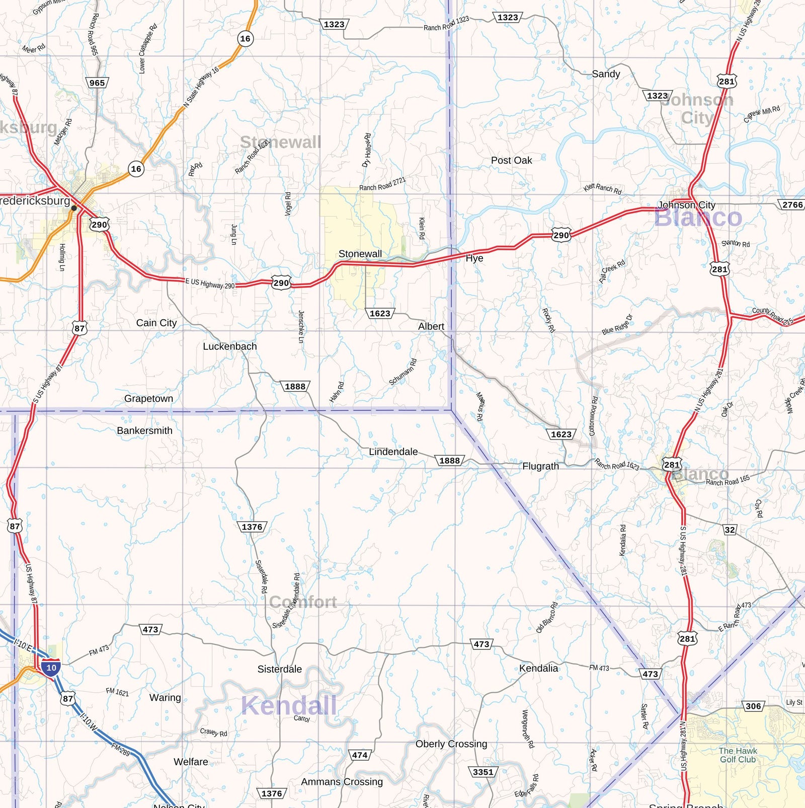 Texas Hill Country Wall Map