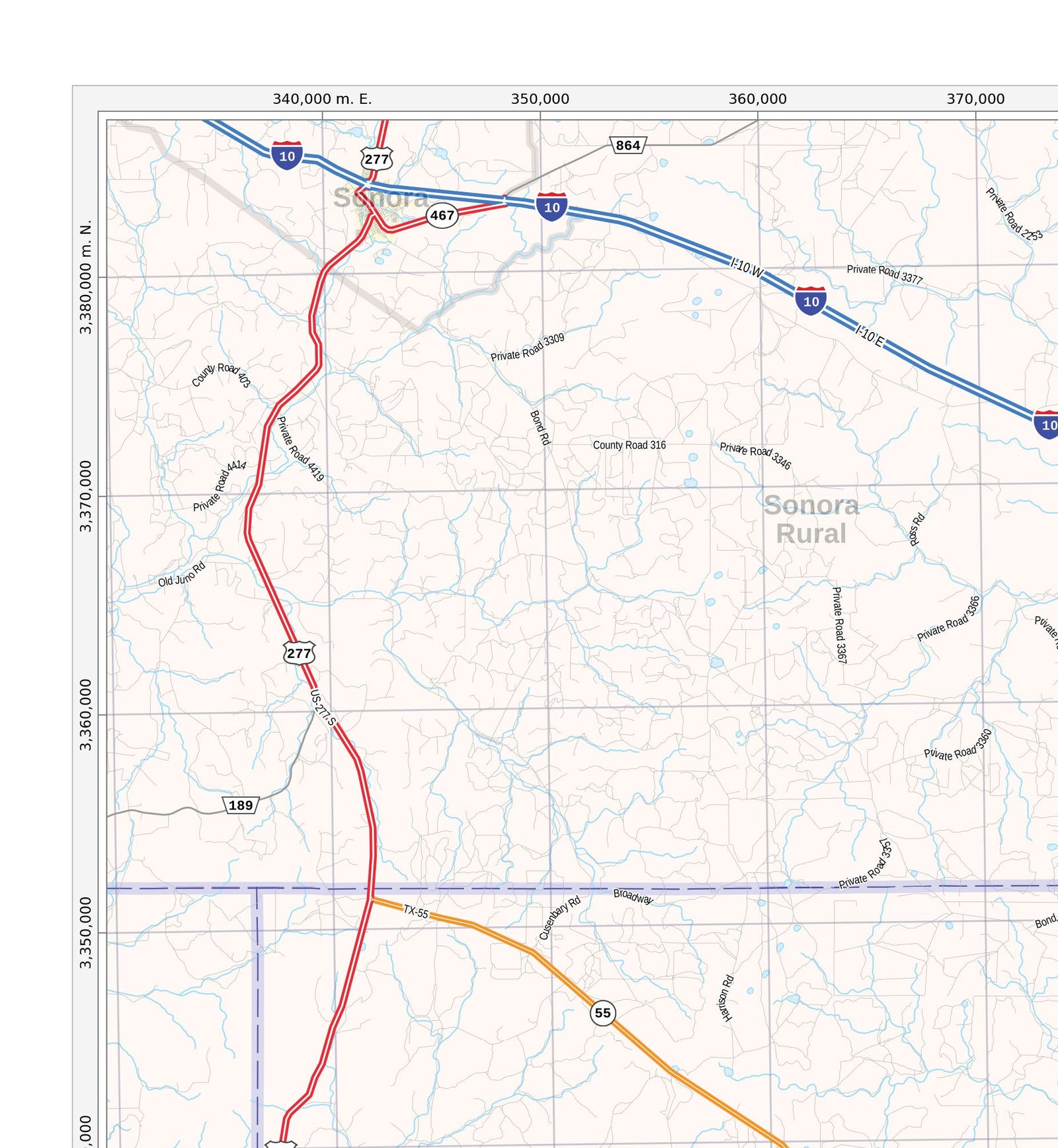 Texas Hill Country Wall Map