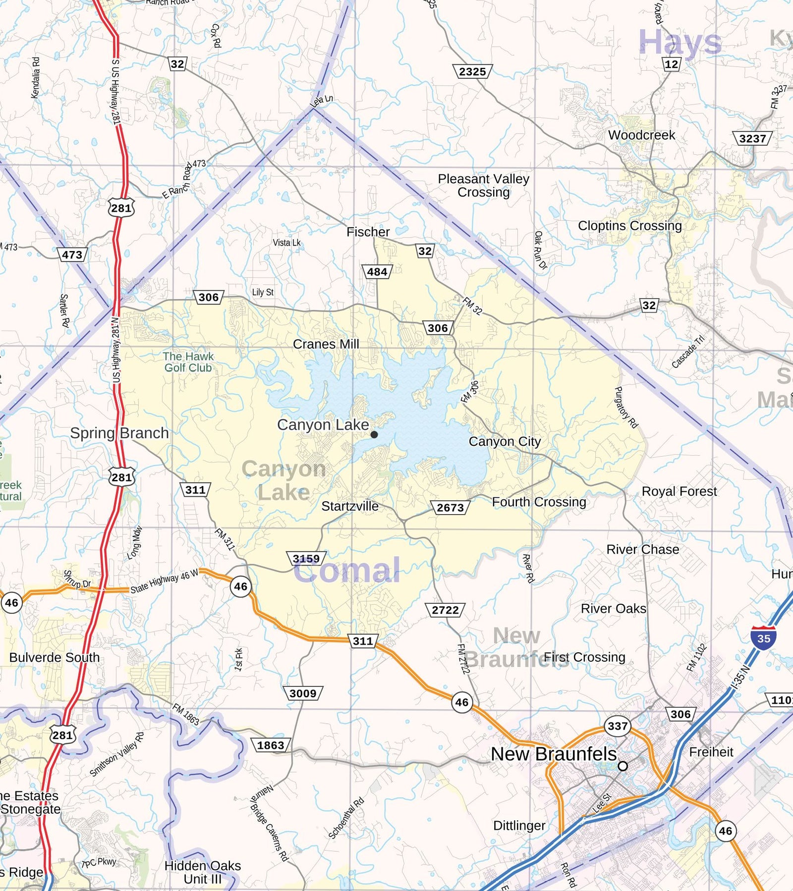 Texas Hill Country Wall Map