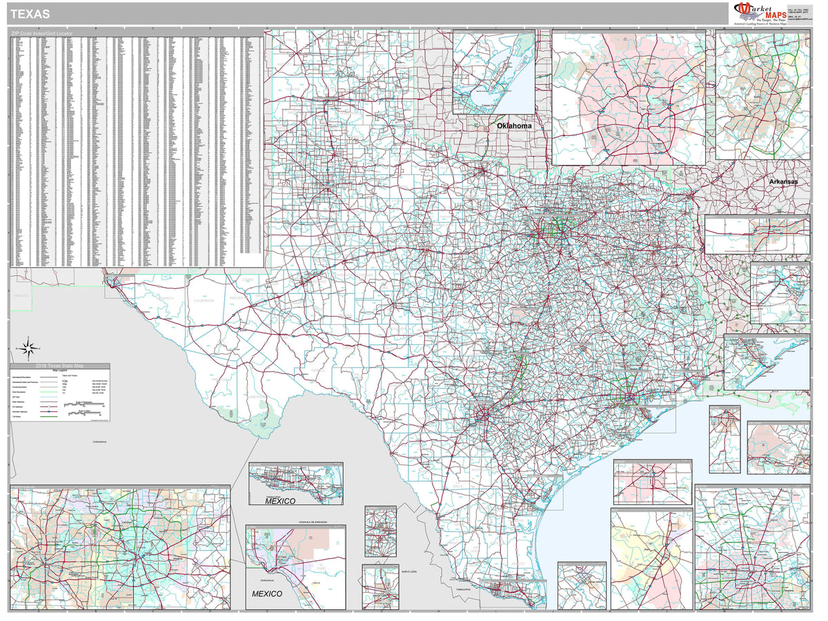 Premium Style Texas Wall Map by Market Maps