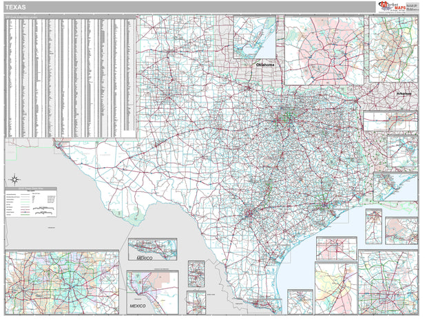 Rectangular Texas Map Premium Style Texas Wall Map by Market Maps – Texas Map Store