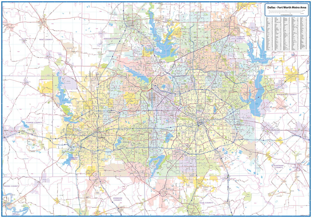 DFW Greater Metro Area Wall Map