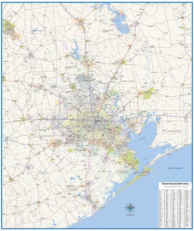 Houston Metroplex Map.pdf Greater Houston Metro Area Wall Map – Texas Map Store