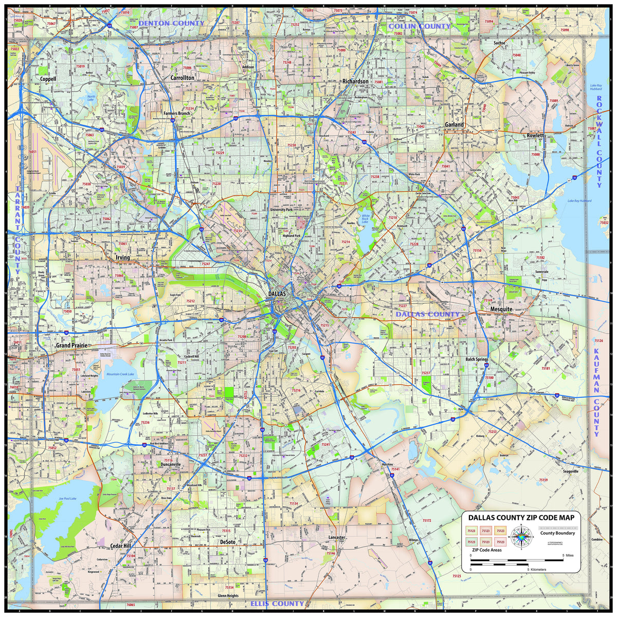 Dallas County Zip Code Map