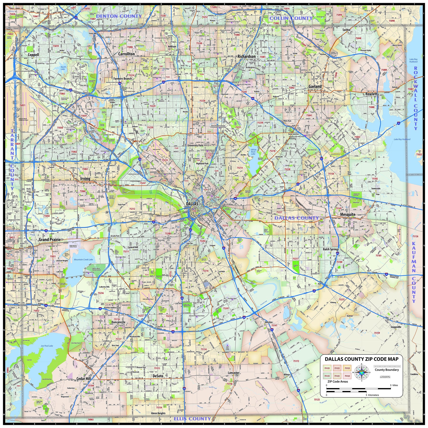 Dfw Area Code Map Dallas Texas Zip Code Map 1764x882