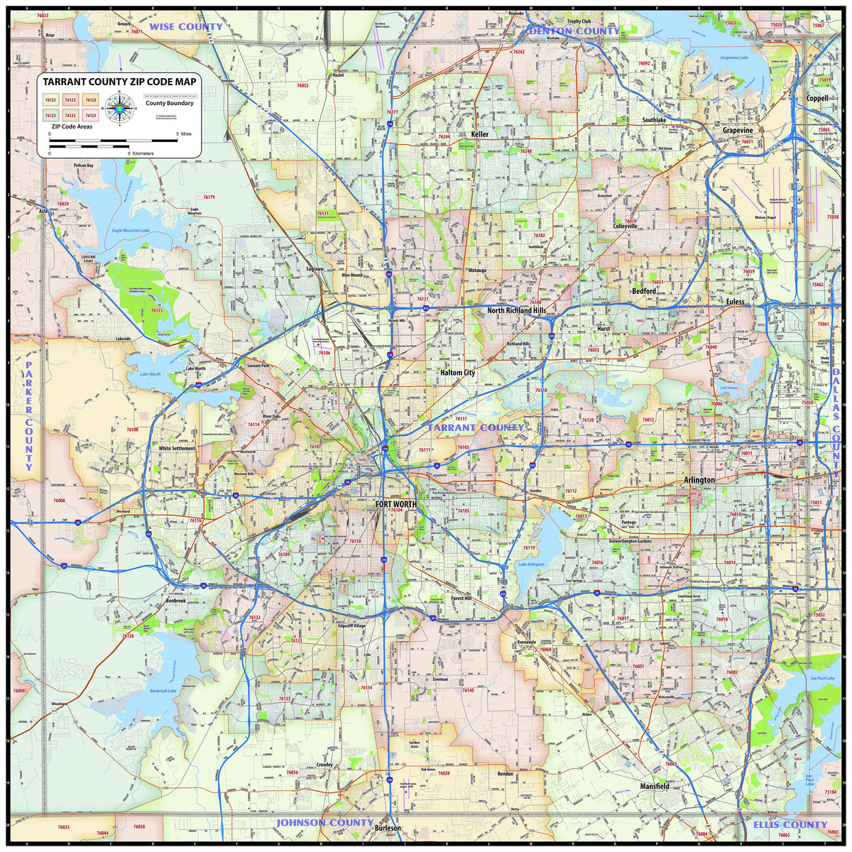 Tarrant County Zip Code Map