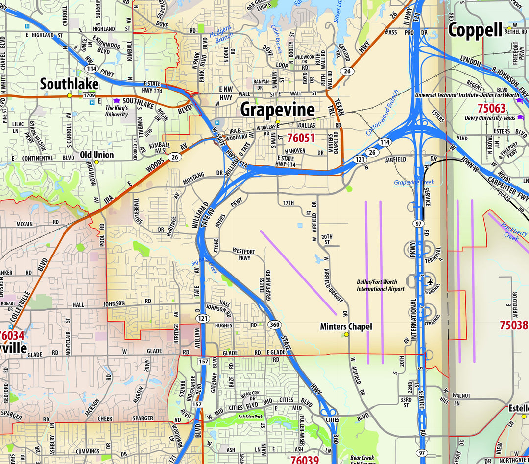 MAPS　テン・イェソン掲載号 Waco Temple Killeen Zip Code Map – Texas Map Store