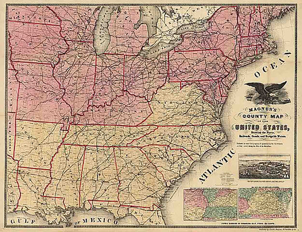 Magnus's county map of the United States during the War of the Rebellion, 1862