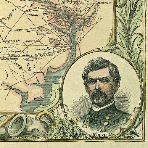 Map of the southern states, including rail roads, county towns, state capitals, county roads..., 1861