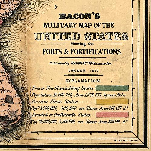 Bacon's military map of the United States shewing the forts & fortifications, 1862