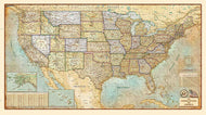 USA Antiqued Wall Map