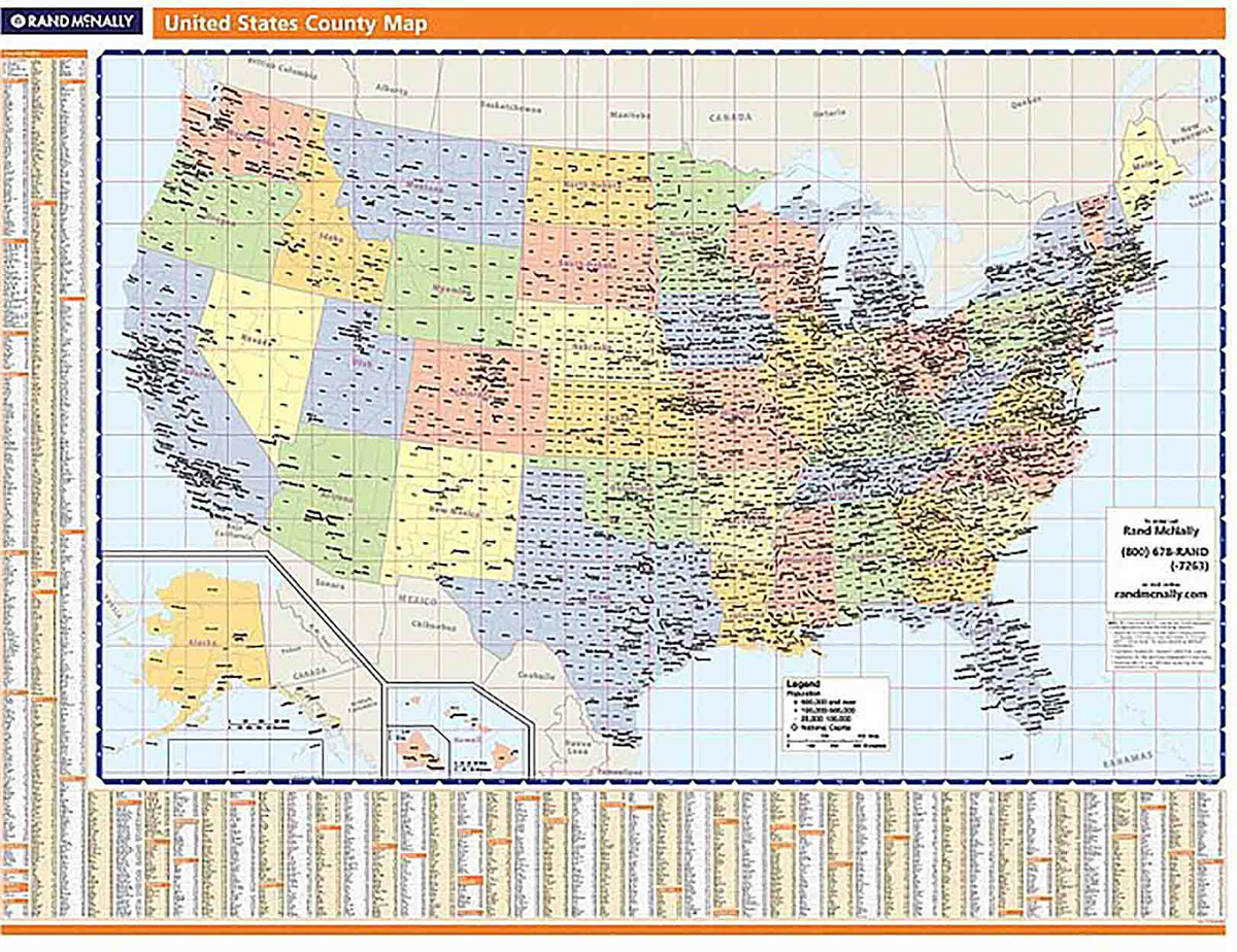 USA County Wall Map by Rand McNally