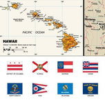 USA Contemporary Wall Map with Flags by Globe Turner