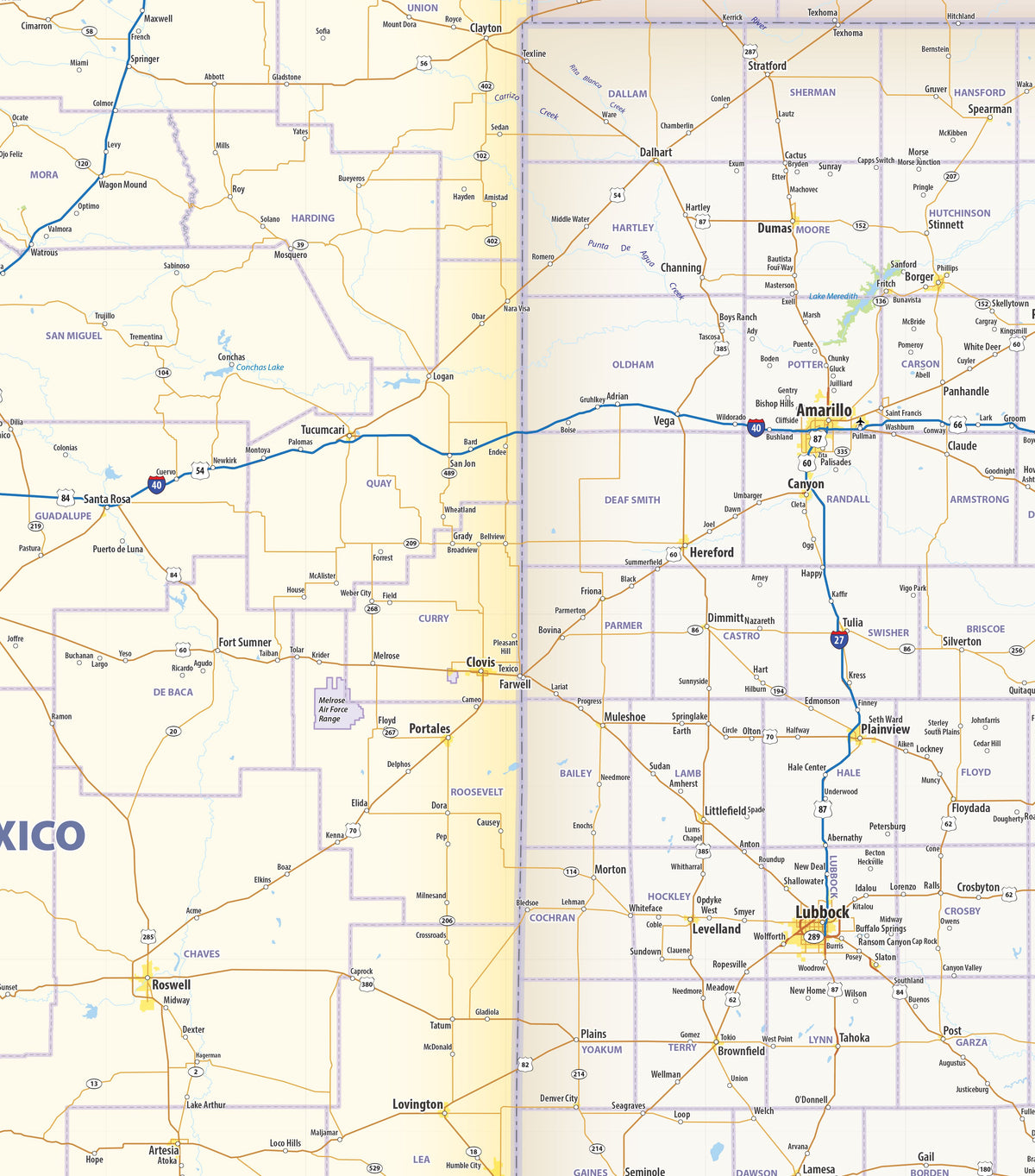South-Central US Wall Map by Topographic Maps