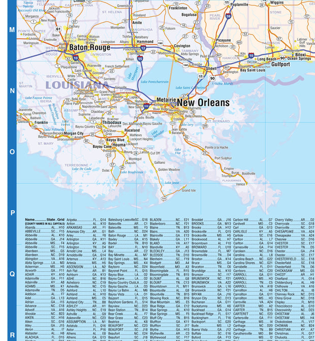 Southeast US Wall Map by Topographic Maps