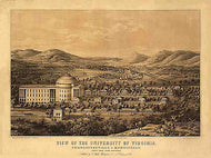 View of the University of Virginia, Charlottesville & Monticello..., 1856