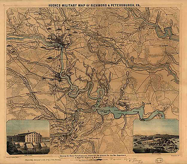 Hughes military map of Richmond & Petersburgh [sic], VA, 1864