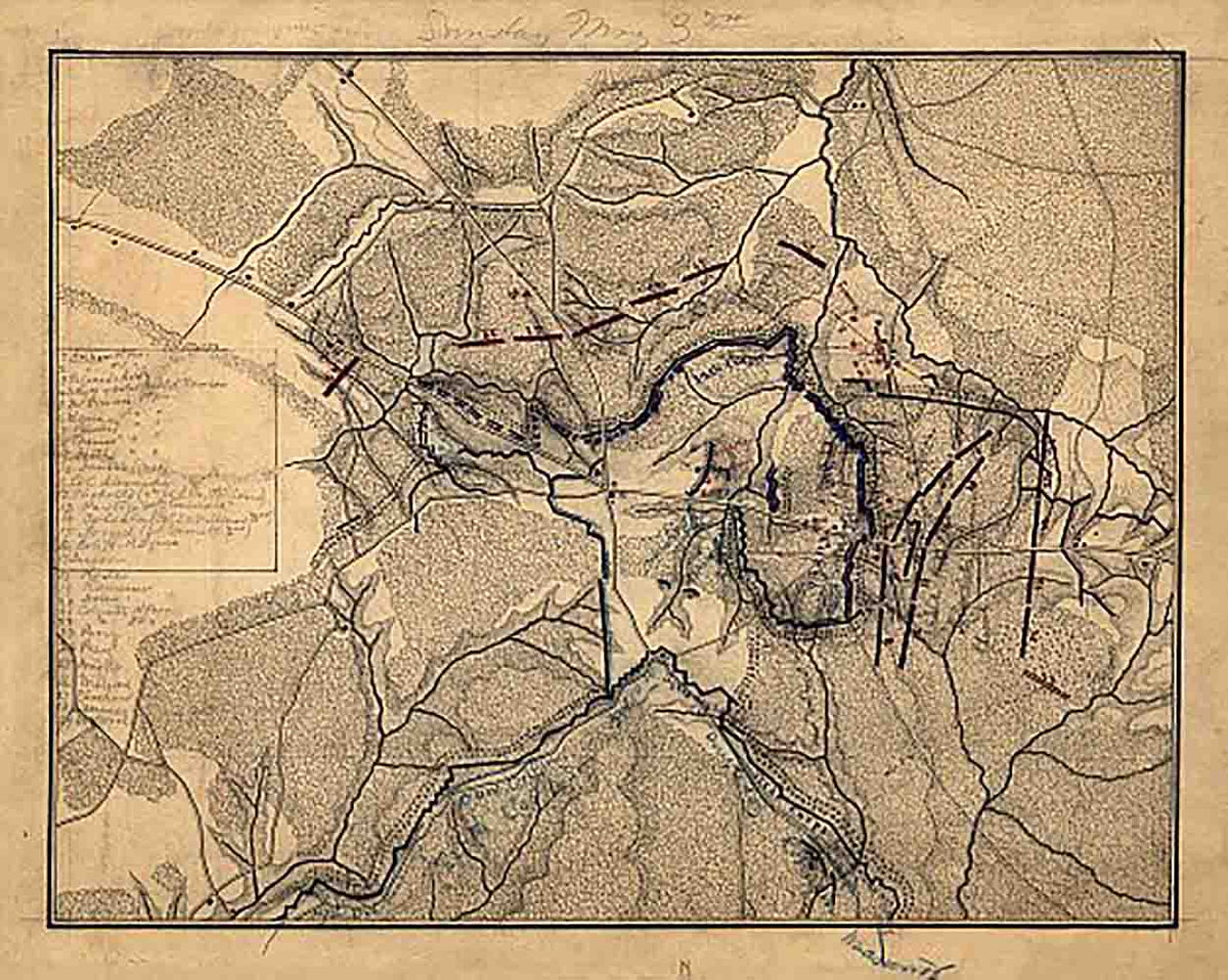 Map of the battle of Chancellorsville, Sunday, May 3rd