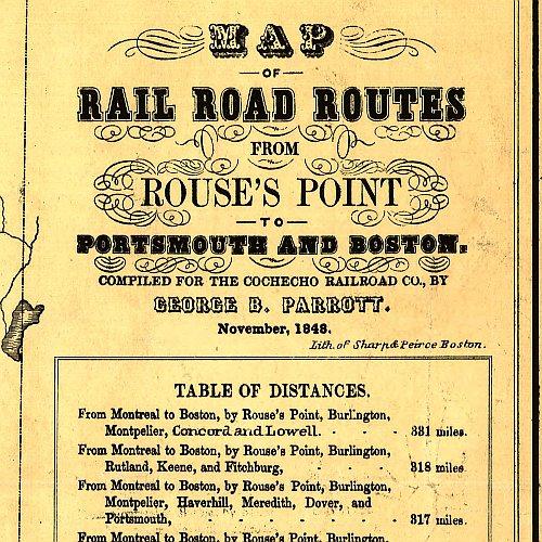 Map of Rail Road Routes From Rouse's Point to Portsmouth and Boston, 1847