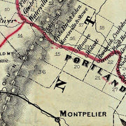 Map of the Portland and Ogdensburg Rail Road line, and connections, 185?