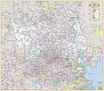Harris County Major Thoroughfare Wall Map with Zip Codes by Key Maps Inc.