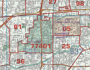 Harris County Major Thoroughfare Wall Map with Zip Codes by Key Maps Inc.
