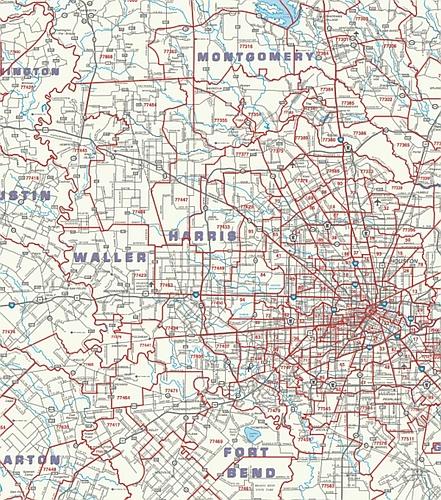 Roadways of Southeast Texas Wall Map with Zip Codes by Key Maps Inc.