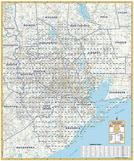 Greater Houston Thoroughfares Wall Map with Zip Codes by Key Maps Inc.