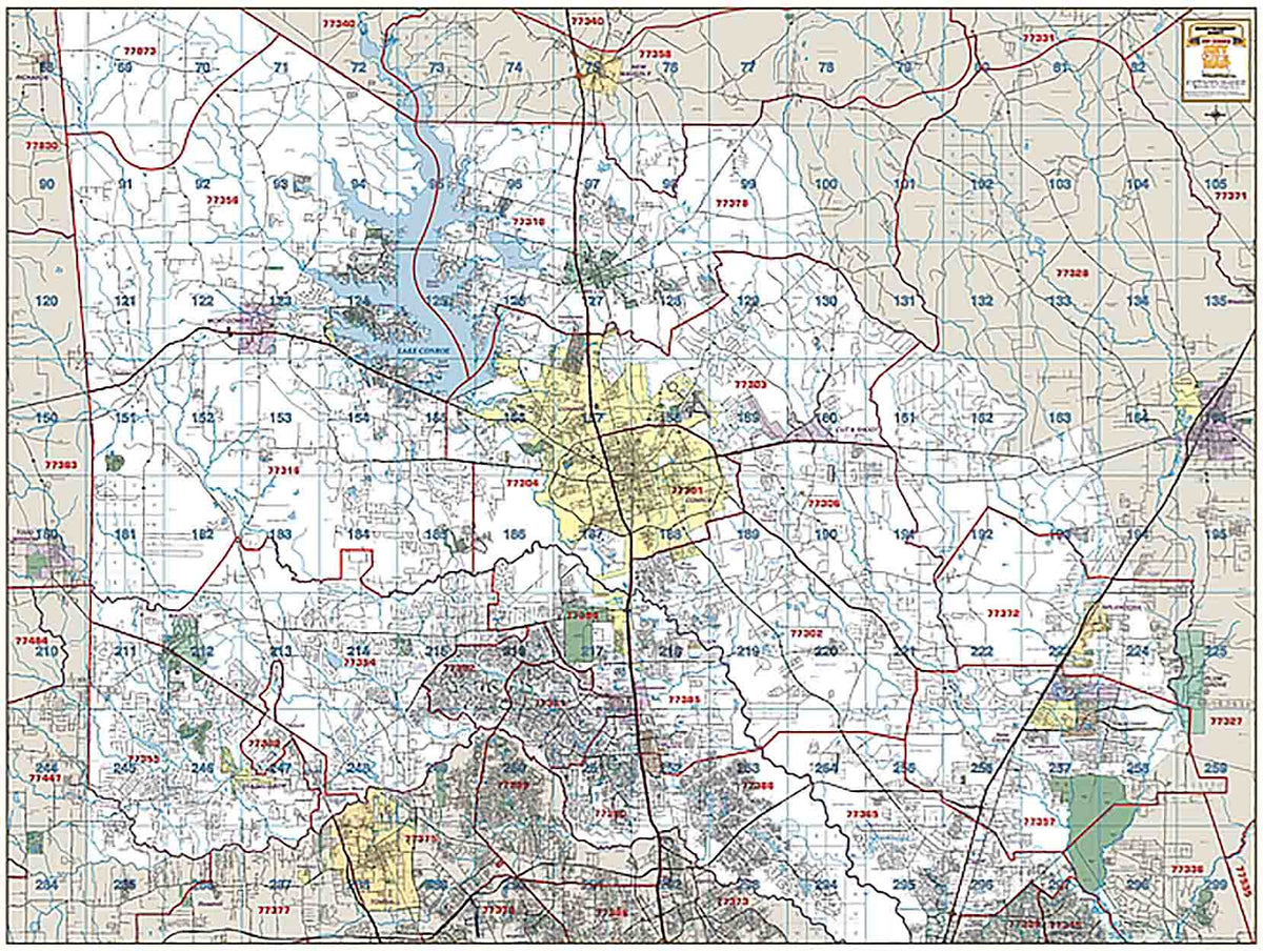 Montgomery County Wall Map with Zip Codes by Key Maps Inc.