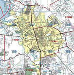 Montgomery County Wall Map with Zip Codes by Key Maps Inc.