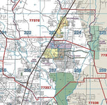 Montgomery County Wall Map with Zip Codes by Key Maps Inc.
