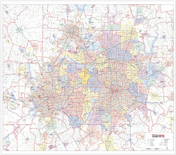 DFW Metro Area Major Arterial Wall Map by True North Publishing – Texas ...